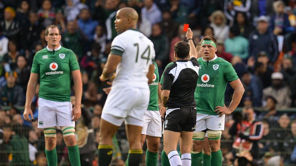 CJ Stander is shown a red card