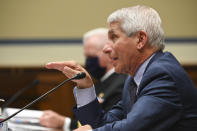 Dr. Anthony Fauci, director of the National Institute of Allergy and Infectious Diseases, speaks during a House Select Subcommittee hearing on the Coronavirus, Friday, July 31, 2020 on Capitol Hill in Washington. (Erin Scott/Pool via AP)