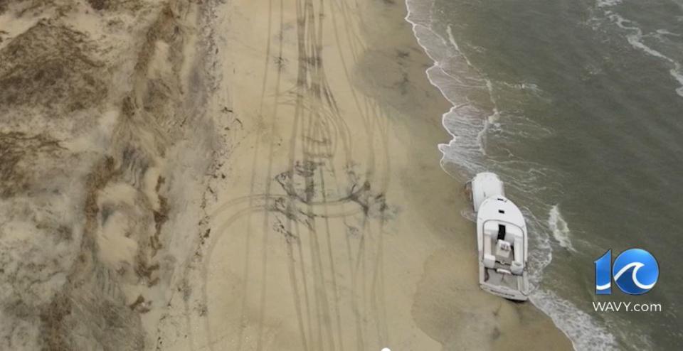 <em>Drone footage of capsized boat (Courtesy: National Park Service)</em>