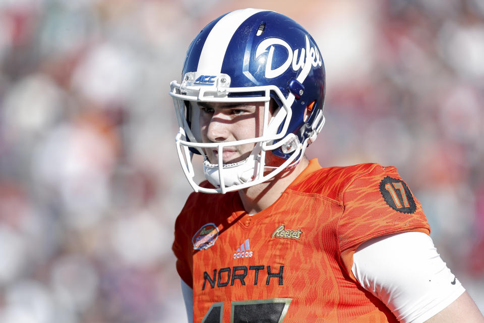 QB Daniel Jones of Duke at the Senior Bowl. (Getty Images)