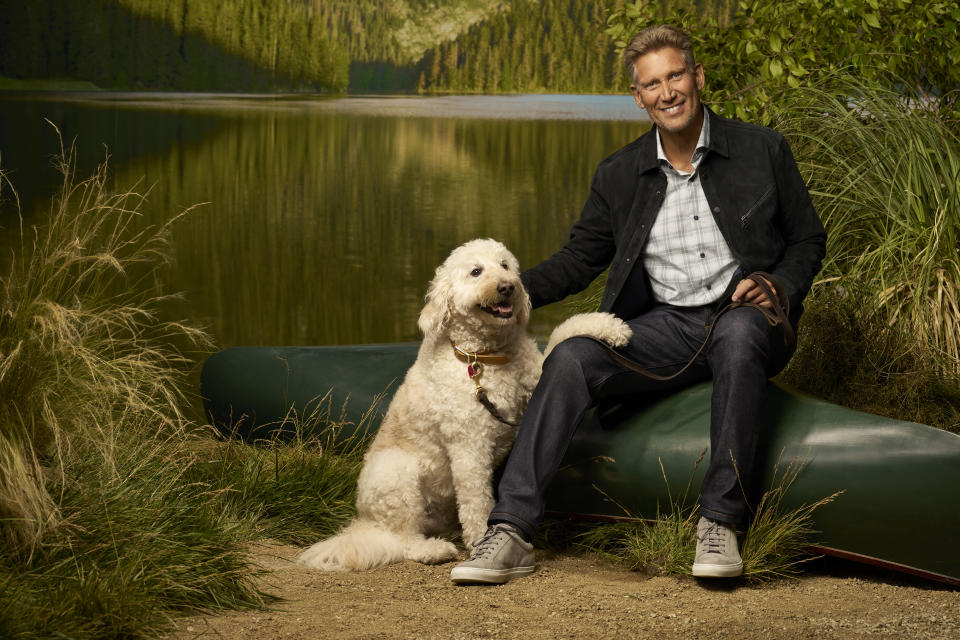 'Golden Bachelor' star Gerry Turner posing wit his dog in an ABC promo photo. Gerry promised fans a shocking season finale.