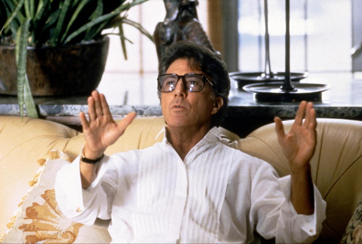 <span>Dustin Hoffman in Wag the Dog – ‘at his quick-fire best playing the Hollywood producer with a huge Oscars-shaped chip on his shoulder’.</span><span>Photograph: TCD/Prod.DB/Alamy</span>