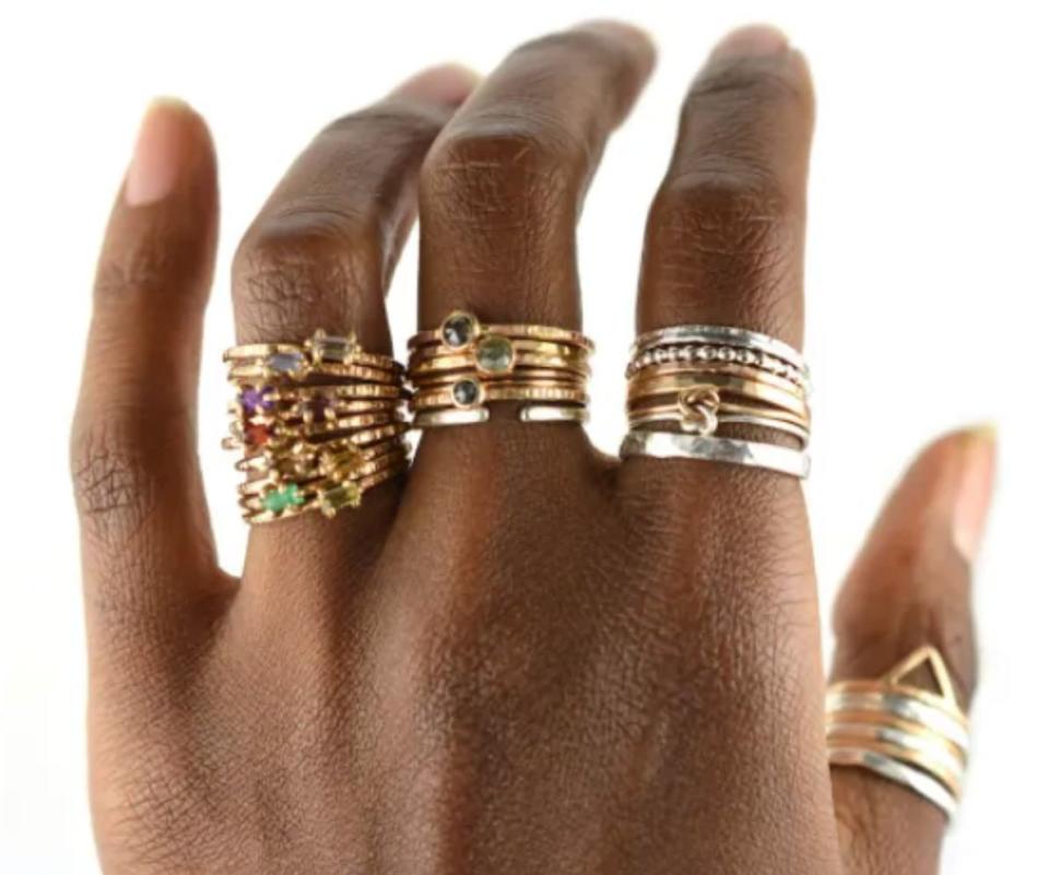 Aquarian Thoughts is a New Jersey-based Etsy shop that carries delicate handcrafted artisan jewelry with a variety of gemstones and metals. Find these <a href="https://fave.co/3gTkcAg" target="_blank" rel="noopener noreferrer">stacking rings starting at $36</a> at <a href="https://fave.co/3gUC6CU" target="_blank" rel="noopener noreferrer">Aquarian Thoughts on Etsy</a>.