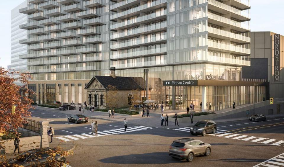 A rendering of the proposed 21-storey Rideau Registry project, Cadillac Fairview’s first residential rental development in Canada.