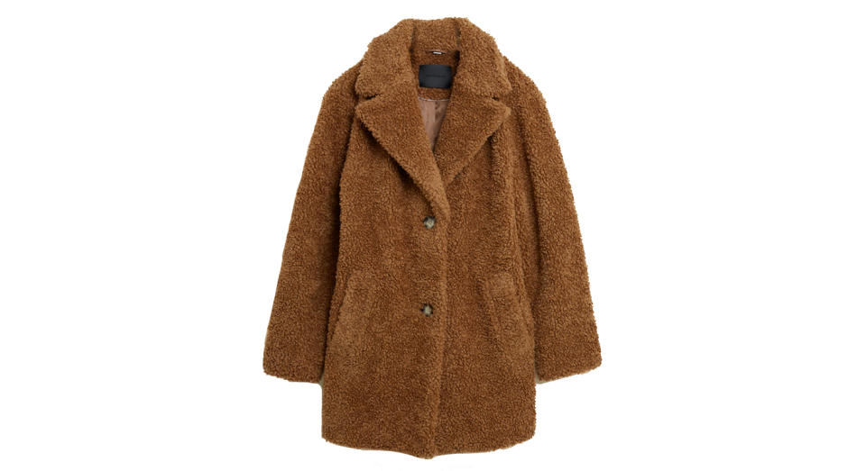 AUTOGRAPH Textured Teddy Coat with Wool 