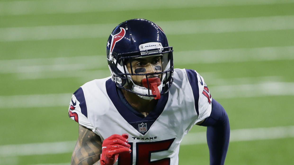 Houston Texans wide receiver Will Fuller plays during the second half of an NFL football game against the Detroit Lions, Thursday, Nov. 26, 2020, in Detroit. (AP Photo/Duane Burleson)