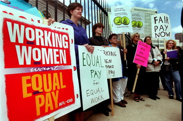 Women protesting for equal pay