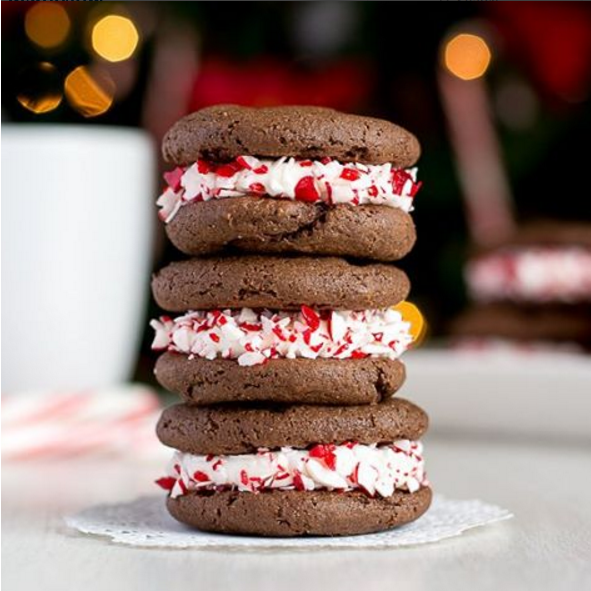 Chocolate and Espresso Cookies with Peppermint Cream