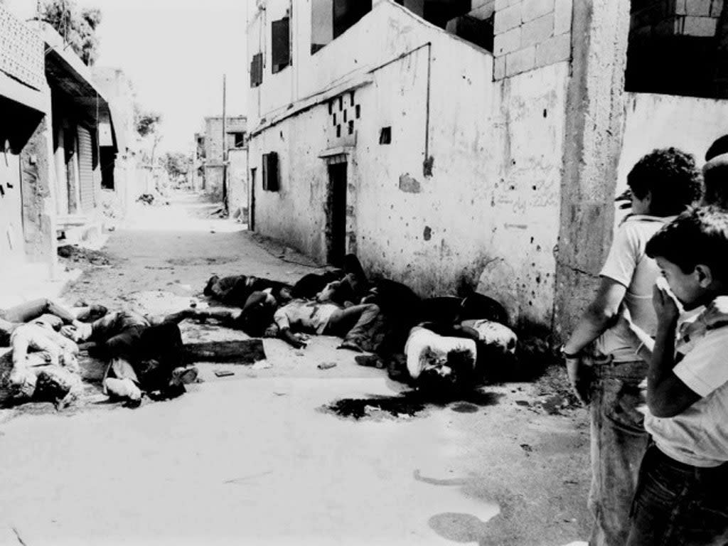 Bodies at the Sabra and Chatila Palestinian refugee camps in Beirut in 1982: REUTERS