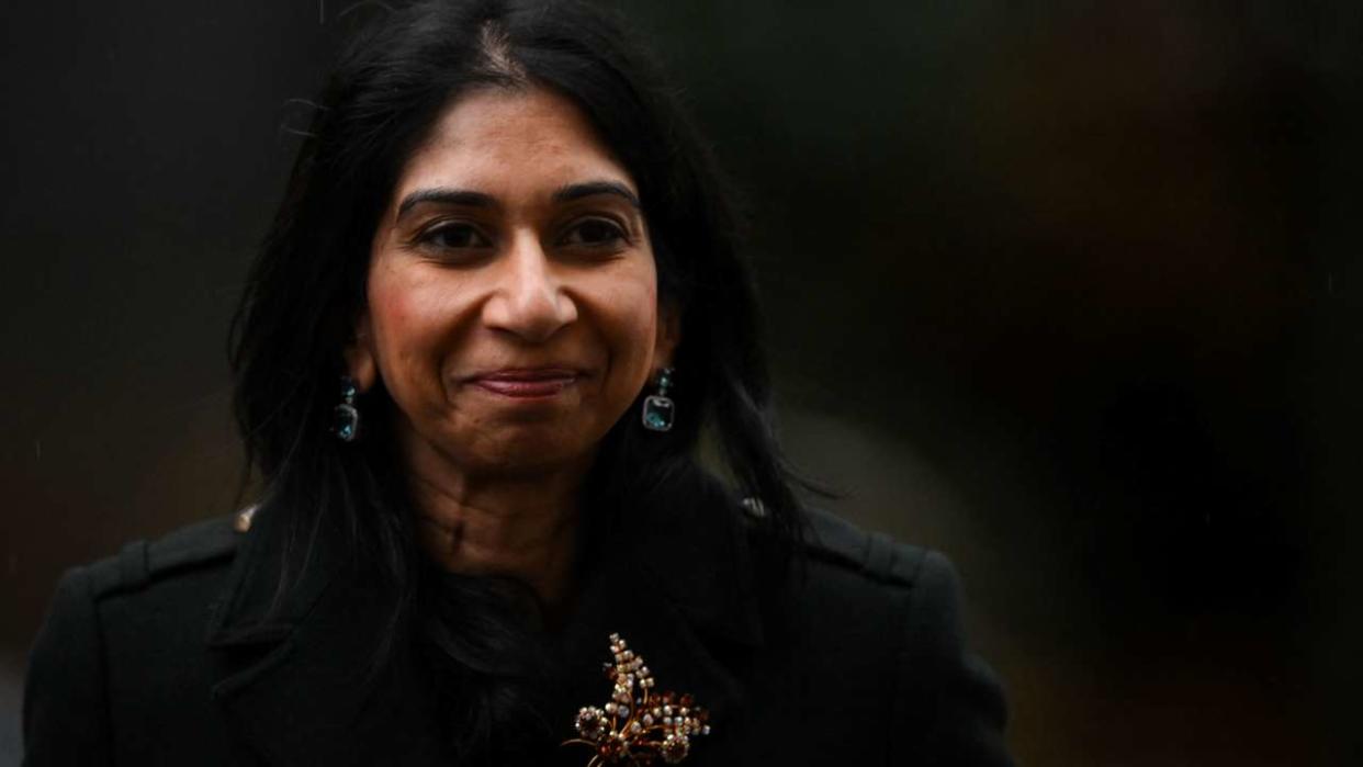 Britain's Home Secretary Suella Braverman arrives for the weekly Cabinet meeting at 10 Downing Street, in London, on January 10, 2023. (Photo by Daniel LEAL / AFP)