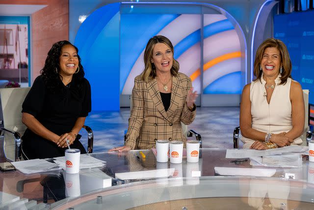 <p>Nathan Congleton/NBC via Getty</p> From left: Sheinelle Jones, Savannah Guthrie and Hoda Kotb on an episode of 'Today' in April 2024