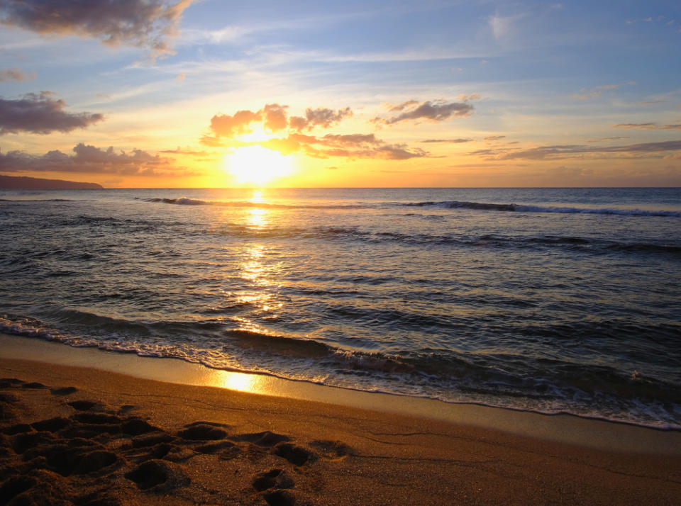 A sunset over the water in Muscat, Oman