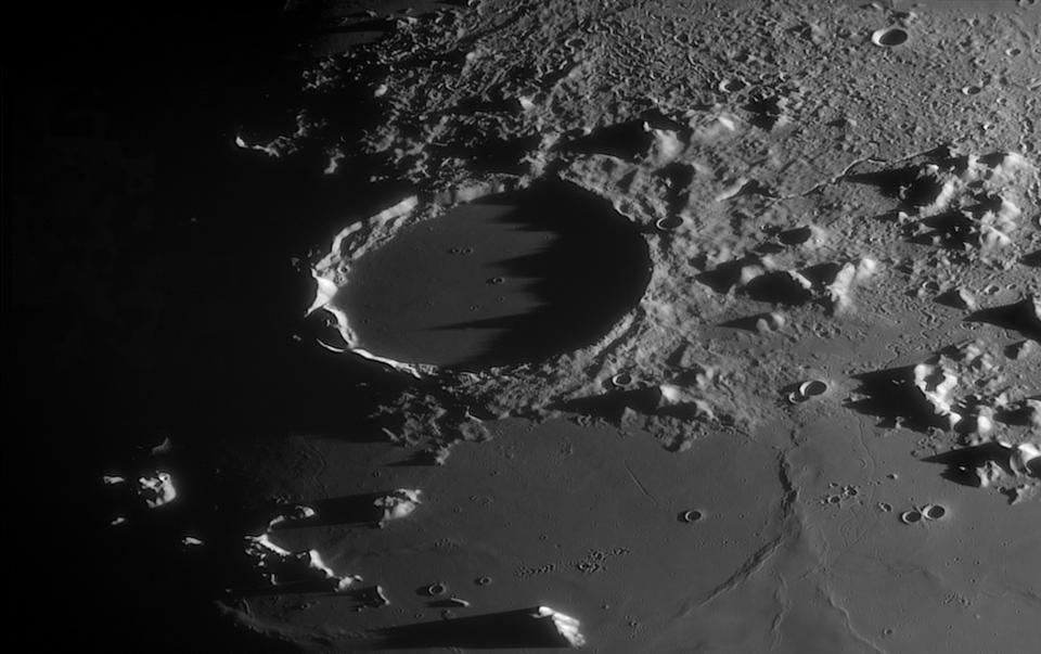 close-up of lunar crater