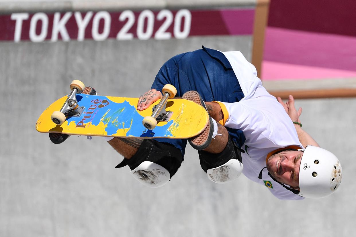 El skater brasileño Pedro Barros, durante su participación en los Juegos Olímpicos de Tokio 2020. (Photo by Loic VENANCE / AFP) (Photo by LOIC VENANCE/AFP via Getty Images)