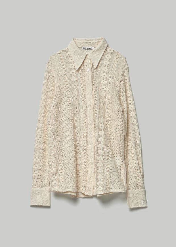 <p>Our Legacy '70s Line Shirt in White Lace, $166 (from $237), <a href="https://rstyle.me/+2TVoX8aLeEWdR-zI9iUR3g" rel="nofollow noopener" target="_blank" data-ylk="slk:available here;elm:context_link;itc:0;sec:content-canvas" class="link ">available here</a>. </p>