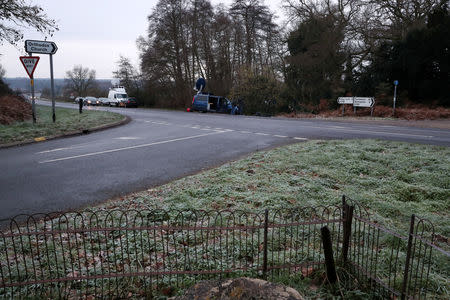 A general view shows the road where Britain's Prince Philip was involved in a traffic accident, near the Sandringham estate in eastern England, Britain, January 18, 2019. REUTERS/Chris Radburn