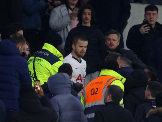 Eric Dier jumped into the crowd after Spurs lost to Norwich (Getty)