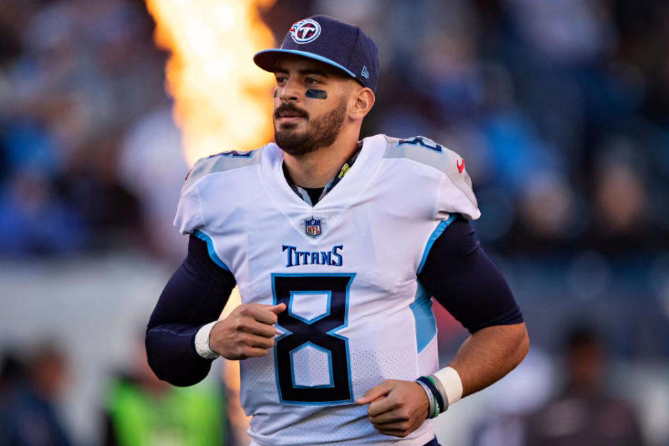 Marcus Mariota has a shot to end a roller coaster 2018 on a high-note — if he can suit up. (Photo by Wesley Hitt/Getty Images)