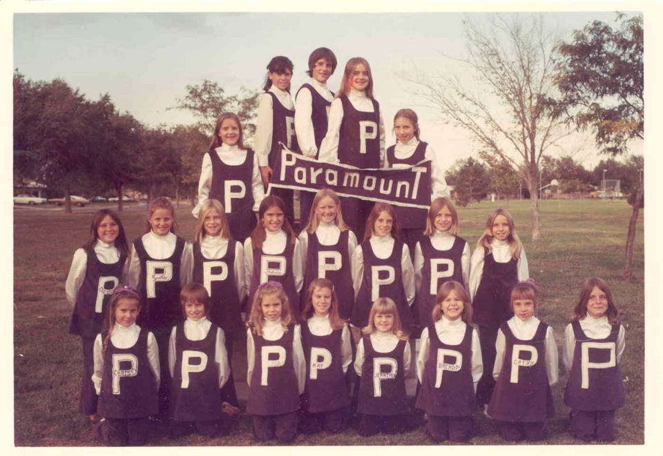 Amarillo Globe-News announces Denise Blanchard (middle row, fourth from the left) as the 2022 Headliner for her lifetime commitment to community partnerships in bettering our youths education and longtime community service, Seen smiling in her youth as a member of the Paramount Cheerleader's.