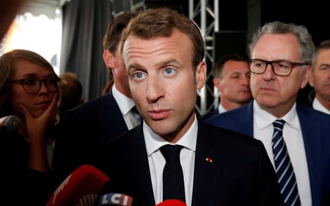 French President Emmanuel Macron speaks to the media in Quimper, France, June 21, 2018. - Credit: Stephane Mahe/Reuters