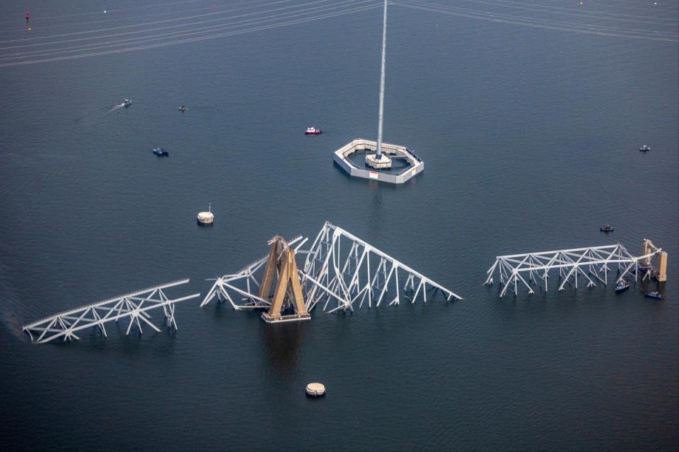 The remains of the Francis Scott Key Bridge in Baltimore (Getty Images)