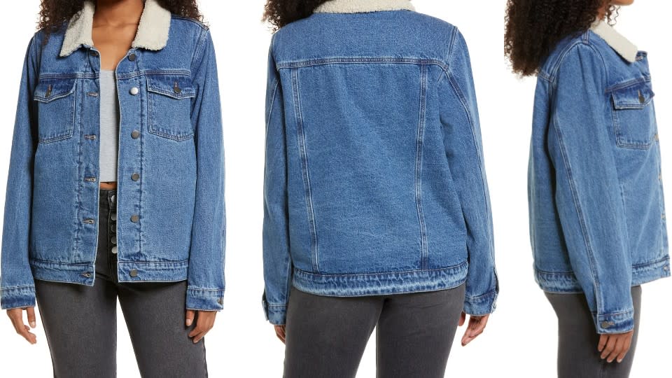 BP. Denim Oversized Trucker Jacket with Faux Shearling Collar - Nordstrom, $24 (originally $59)