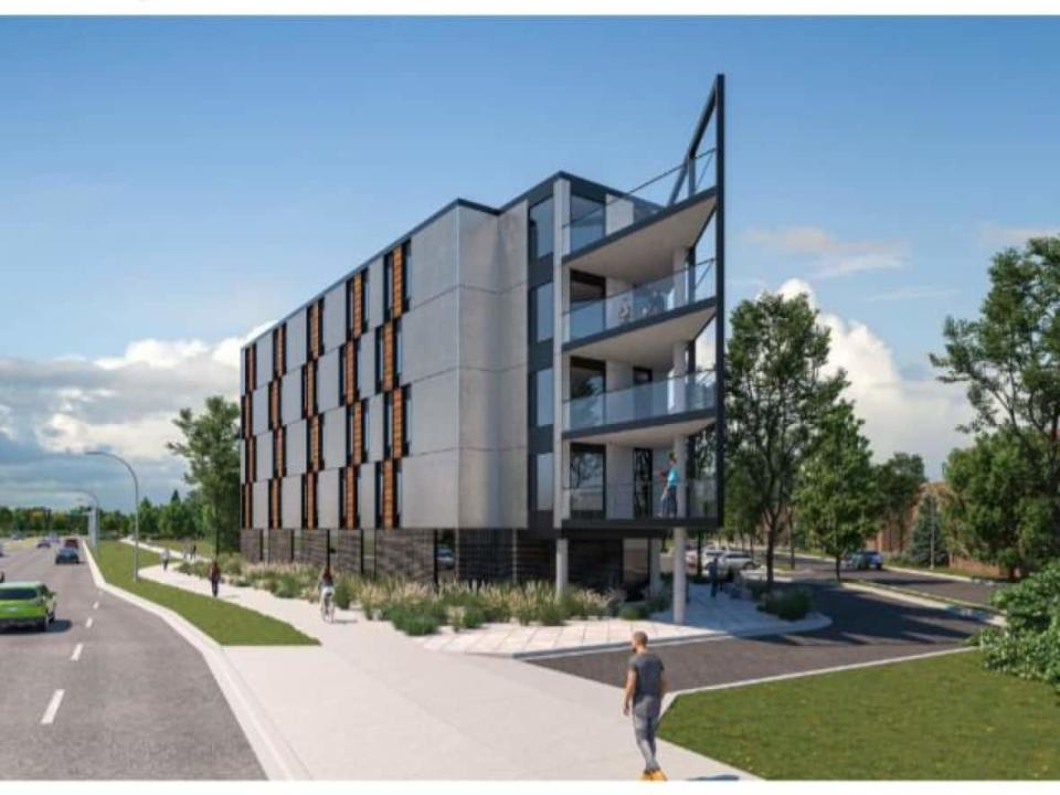 A supportive housing complex for Terrace Heights is expected to house 46 people with chronic needs and is just one of several housing projects the city hopes the province will help with. (City of Edmonton - image credit)