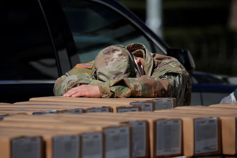 U.S. Army National Guard distribute meals during the outbreak of coronavirus disease (COVID-19) in New York City