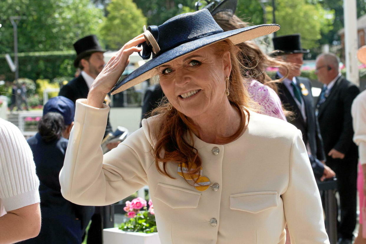 Sarah Ferguson, en juin 2024, à Ascot, pour les courses de chevaux.    - Credit:Maureen McLean/Shutterstock/SIPA