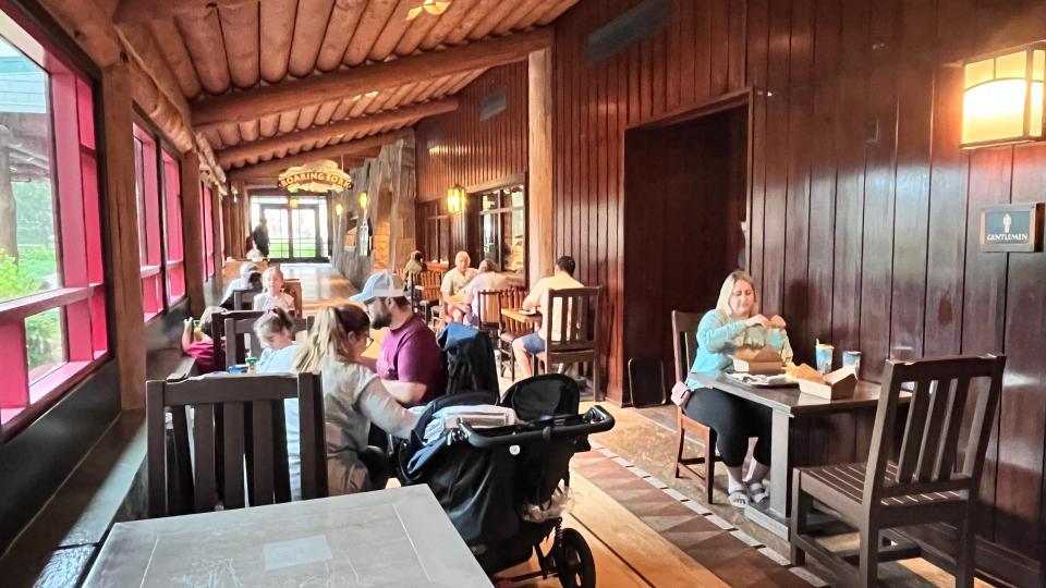 a view of the main building in disney lodge during hurricane ian