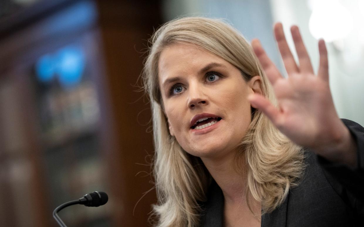 Former Facebook employee and whistleblower Frances Haugen speaking before a Senate Committee - Drew Angerer/Reuters