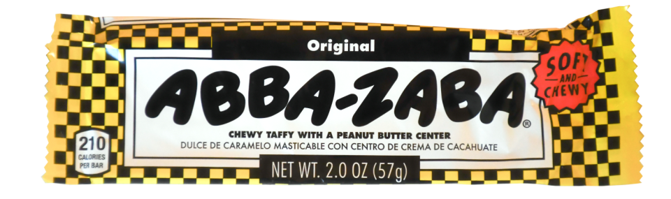 Abba Zaba bar in its distinctive yellow-and-black checkerboard wrapper
