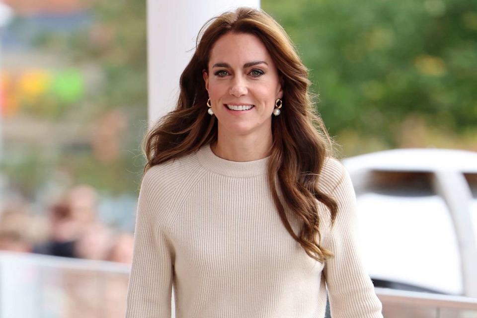 <p>Chris Jackson/Getty</p> Kate Middleton arrives for a visit to Nottingham Trent University to learn about their mental health support system.