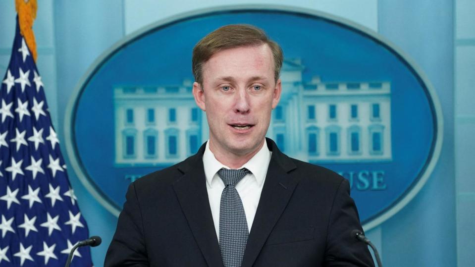 PHOTO: National Security Advisor Jake Sullivan speaks during a press briefing at the White House in Washington, Feb. 14, 2024.  (Kevin Lamarque/Reuters)
