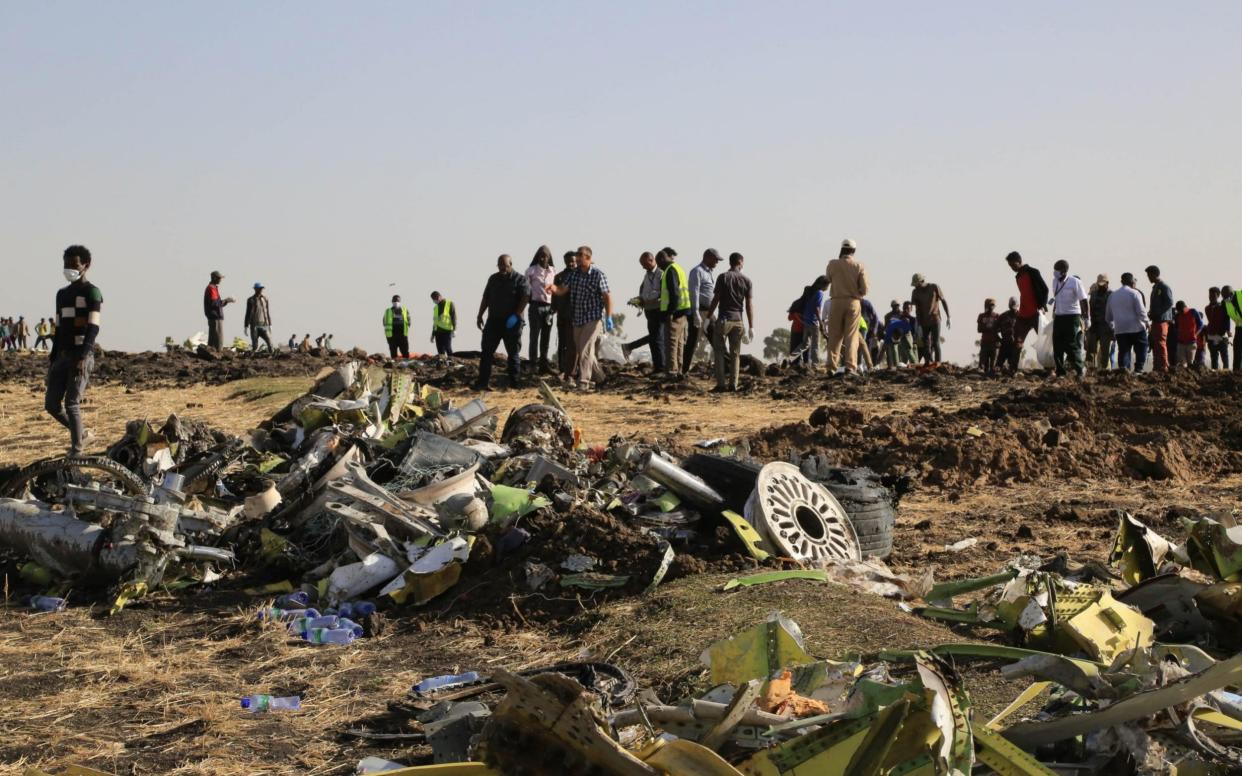 Rescuers work at the crash site of Ethiopian Airlines flight ET302, March 11 - Visual China Group