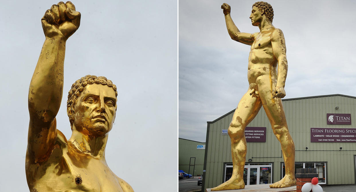 Wigan gold statue