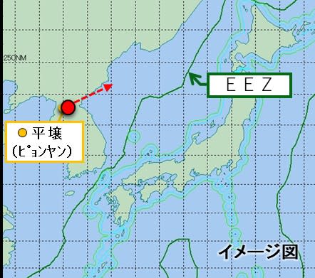 日本防衛省22日發出通報，指當地時間下午15時左右，北韓從內陸向東北的日本海方向發射「至少一枚」彈道飛彈，落在朝鮮半島東海岸附近的日本專屬經濟區(EEZ)之外。   圖：翻攝mod.go.j