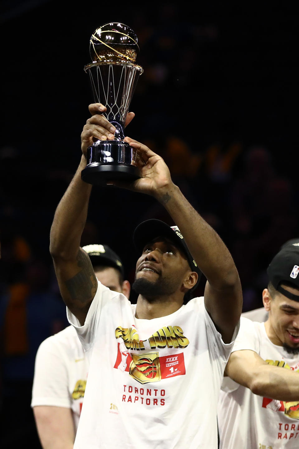 Kawhi Leonard #2 of the Toronto Raptors is awarded the MVP after his team defeated the Golden State Warriors to win Game Six of the 2019 NBA Finals at ORACLE Arena on June 13, 2019 in Oakland, California. (Photo by Ezra Shaw/Getty Images)