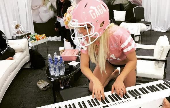 Gaga also shared this photo of herself warming up ahead of the performance. Source: Instagram