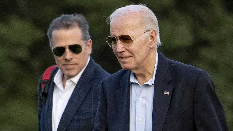 President Joe Biden and his son Hunter Biden arrive at Fort McNair on Sunday, June 25, 2023, in Washington.