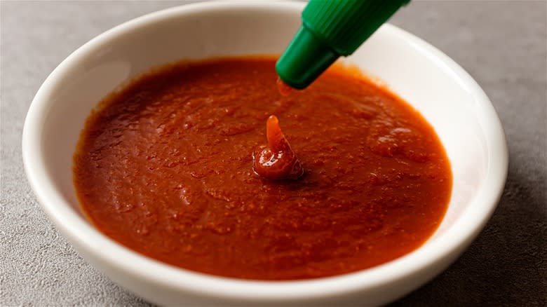 Sriracha sauce in bowl