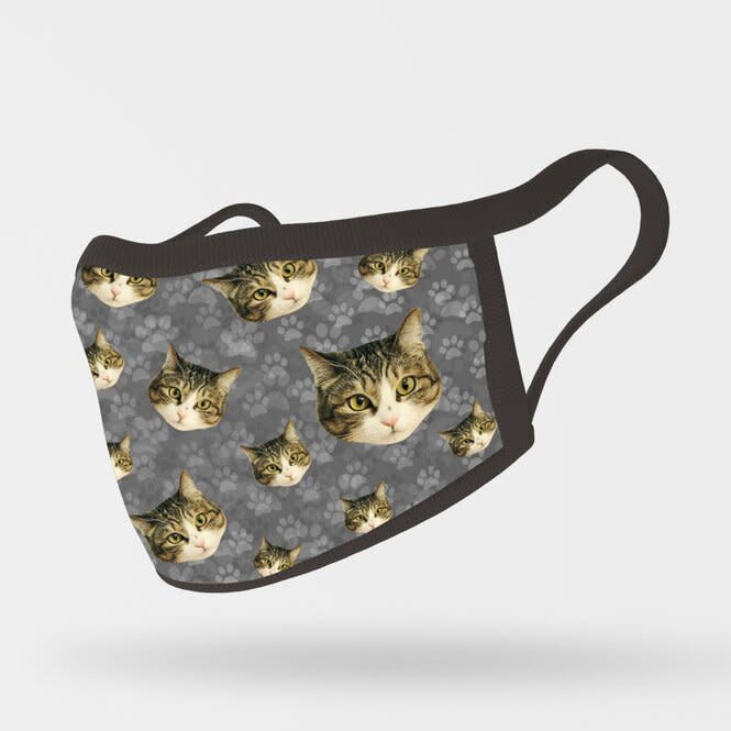 Product photo of a Custom Cat Face Mask on a gray background