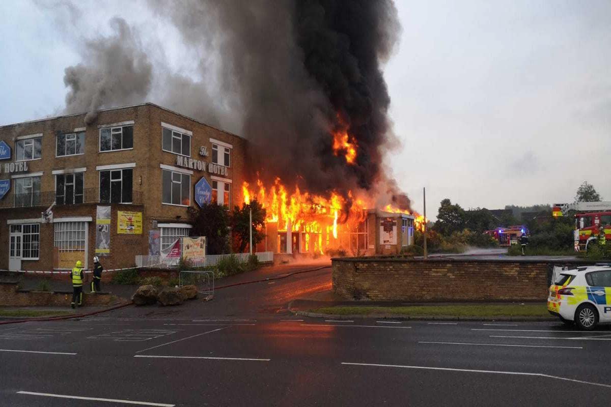 A fire at the former Marton Hotel and Country Club in 2019