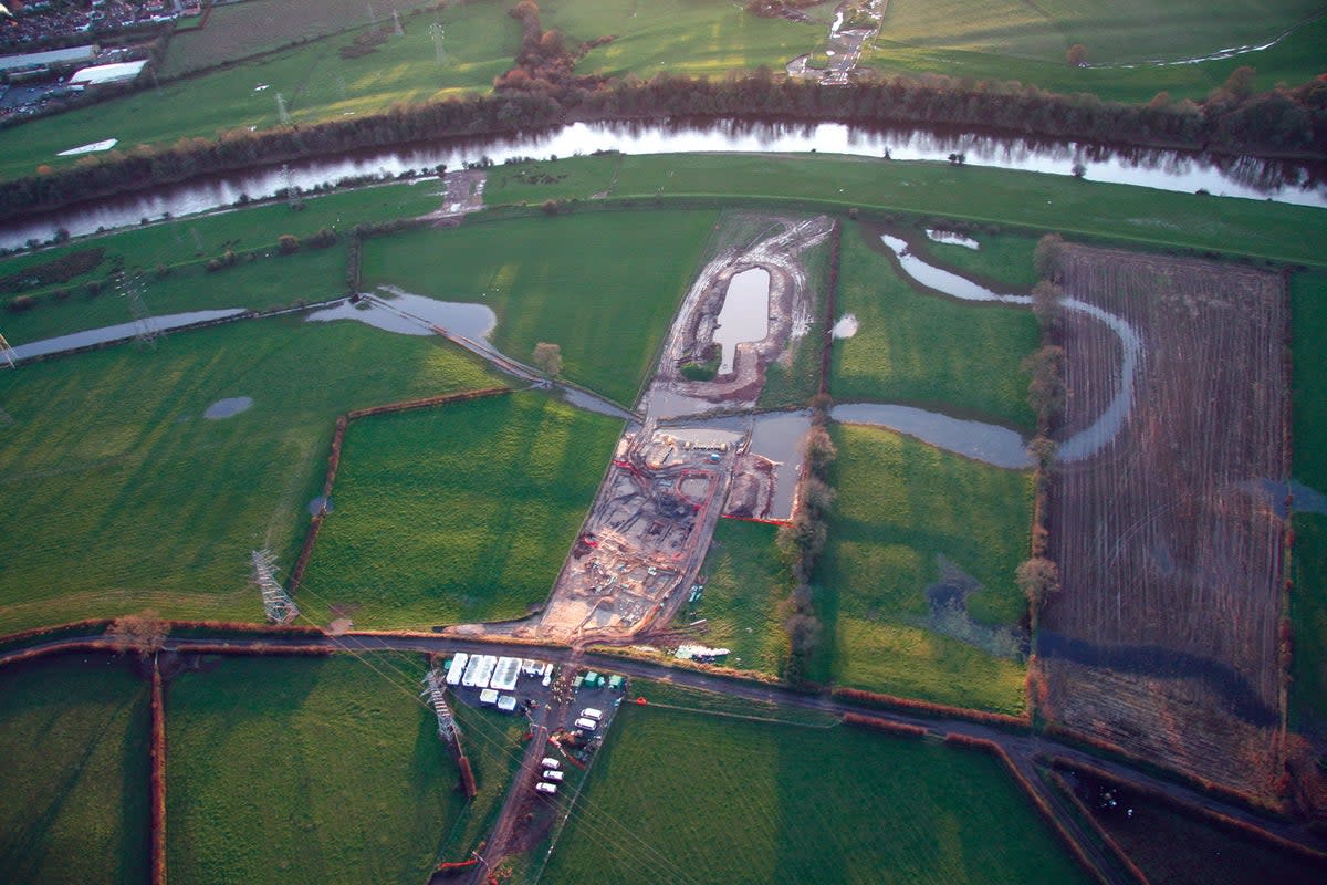 Archaeologists working at Stainton West near Carlisle, taking samples of the soil from the ancient river bed where evidence of human activity was found. The soil samples were later analysed to reveal information about the climate, plants, insects, and animals present there during the Stone Age. (Image property of Oxford Archaeology)