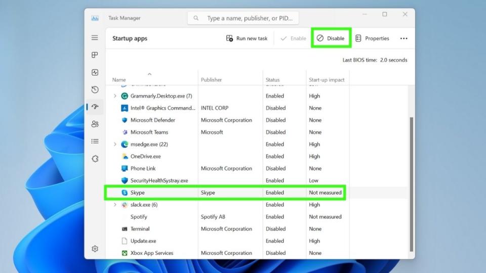 Screenshot showing methods of speeding up computer - Limit startup processes