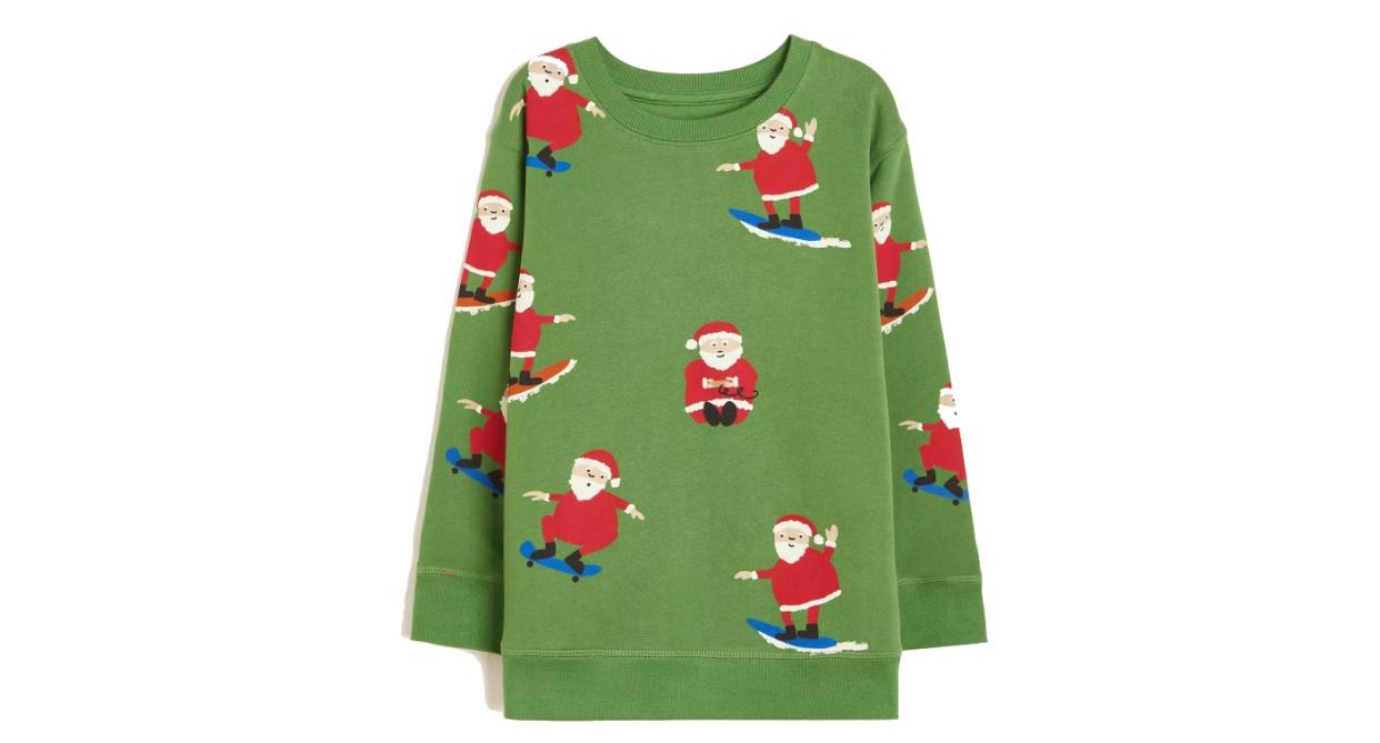 Kids Christmas Santa Sweater, Green (John Lewis & Partners)