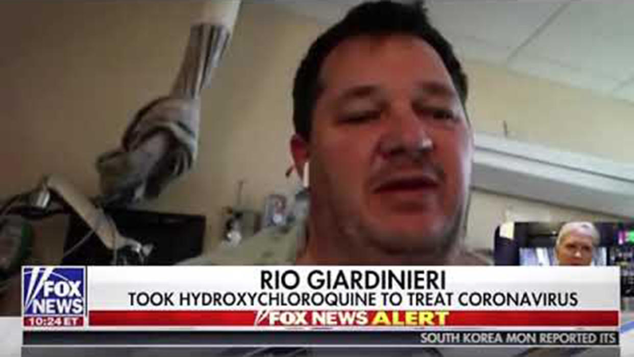 Rio Giardinieri as seen on Fox News. The story of Giardinieri’s remarkable recovery from coronavirus was first reported Monday, March 23, 2020 by Fox 11 in Los Angeles. (Fox News)