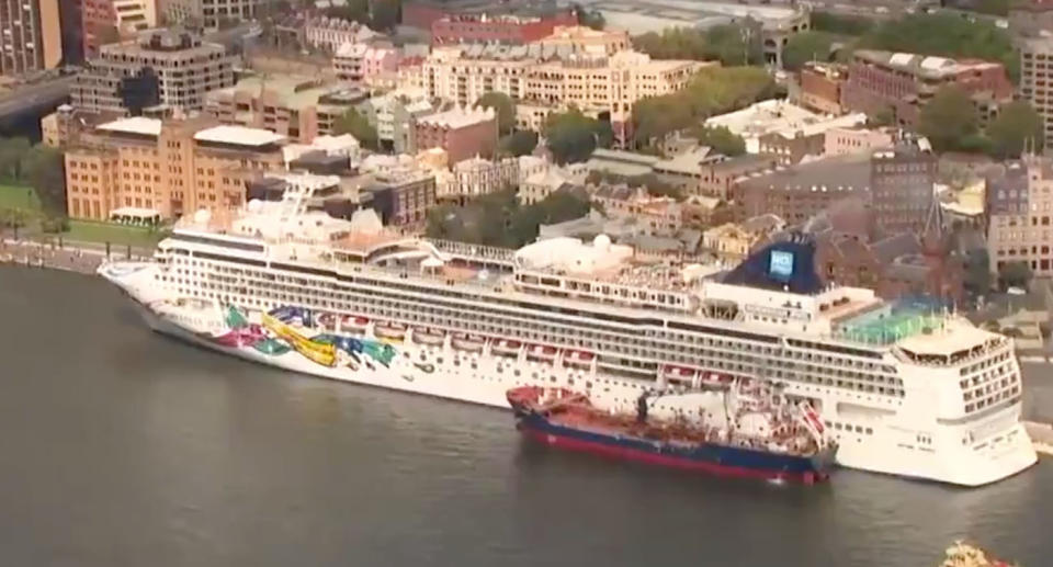 The Norwegian Jewel docked in Circular Quay. Source: 7News