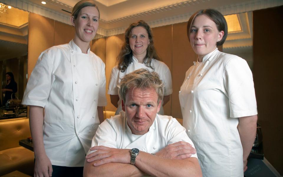 Clare, left, when she was part of Gordon Ramsay's team at Foxtrot Oscar - peter payne