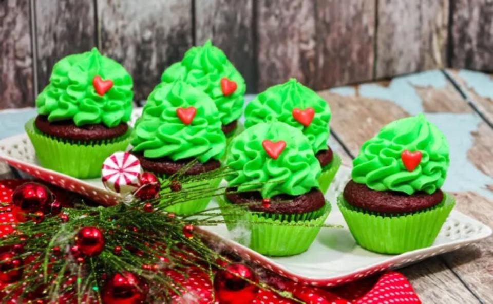 <p>Simplistically Living</p><p>Whether you’re hosting a Christmas party, a Grinch movie night, or simply want to spread some seasonal joy, these <strong>Easy Grinch Cupcakes</strong> are the perfect treat to make your heart grow three sizes this Christmas season.</p><p><strong>Get the recipe: <a href="https://www.simplisticallyliving.com/the-grinch-cupcakes/" rel="nofollow noopener" target="_blank" data-ylk="slk:Grinch Cupcakes;elm:context_link;itc:0;sec:content-canvas" class="link ">Grinch Cupcakes</a></strong></p>